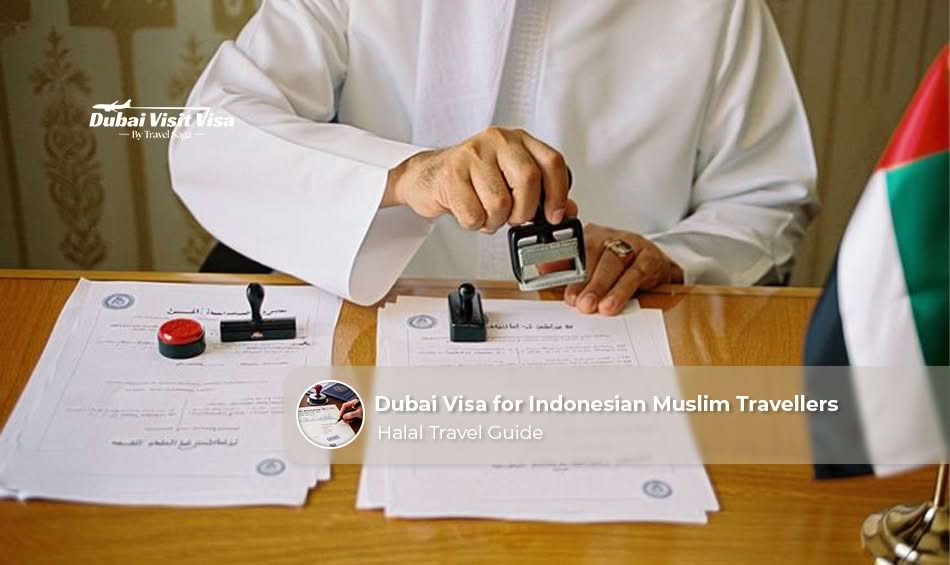 Indonesian Muslim traveller applying for Dubai visa with passport and documents