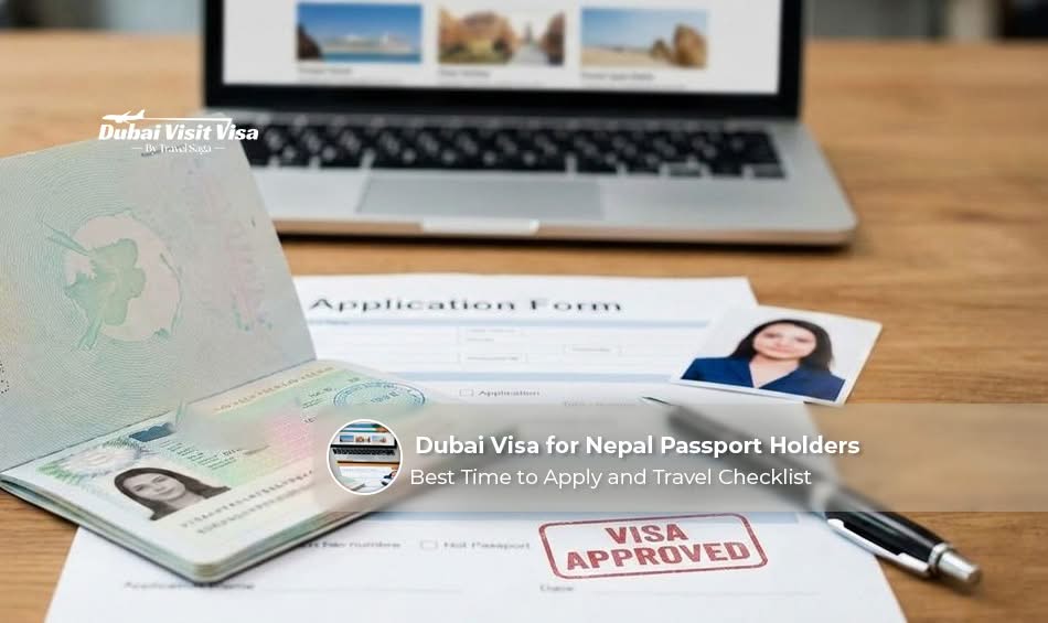 Nepal passport holder applying for Dubai visa with passport and travel documents