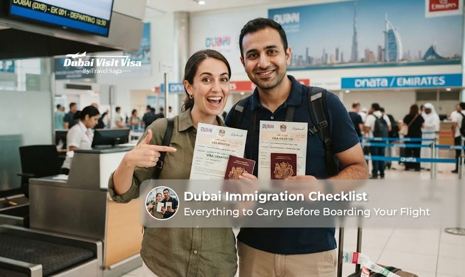 Couple applying together for a Dubai tourist visa while planning their holiday.